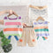 Color Wide Strip Round Neck Sleeveless Vest Suit